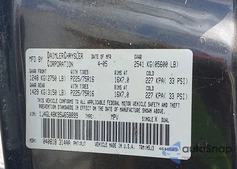 2005 Jeep Liberty Sport from USA, damaged, VIN 1J4GL48K95W658899